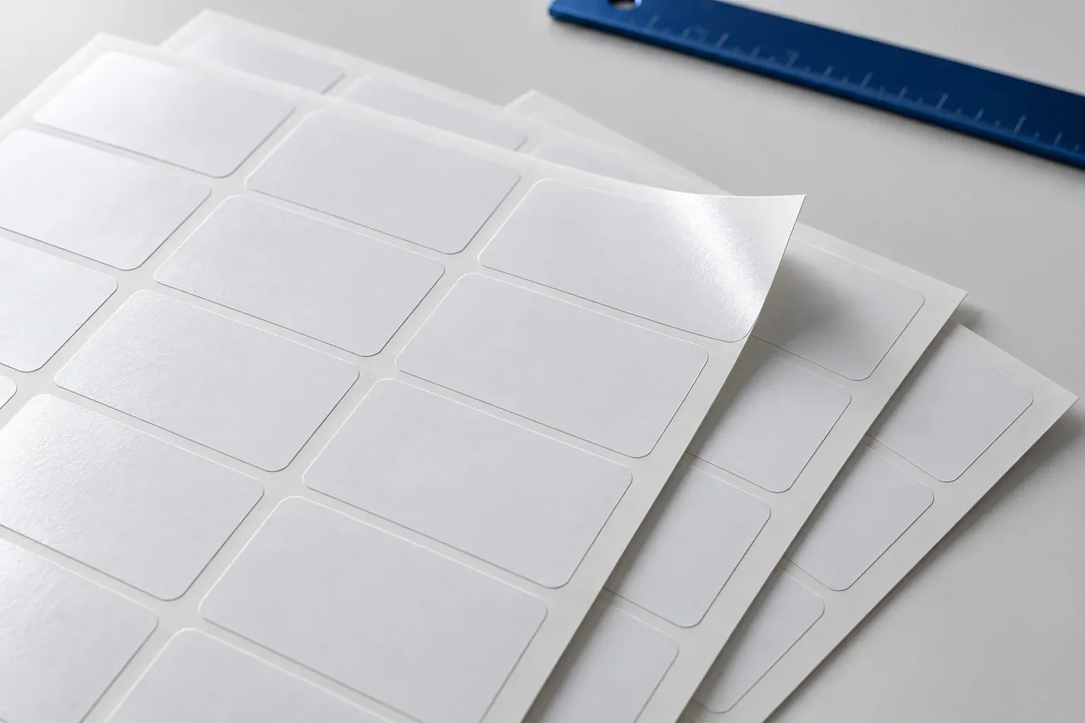 Muestras de papel blanco con acabado semi gloss.